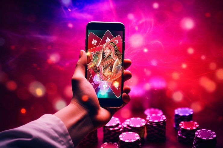 Pengguna memegang smartphone dengan layar menampilkan fitur keamanan akun platform hiburan digital